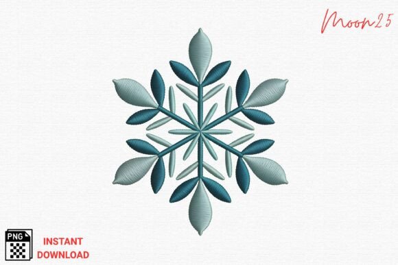 Blue Winter Snowflake Embroidery PNG