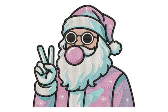 Cool Santa Bubblegum Embroidery: A Fresh Holiday Design