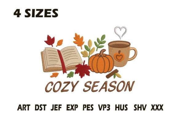 Cozy Season Book Pumpkin Embroidery