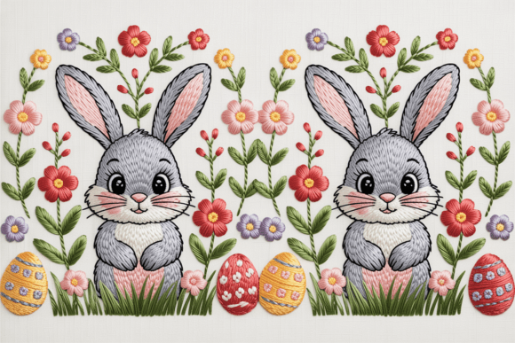 Easter Bunny Embroidery Seamless Pattern Brings Spring Charm to Stitched Goods