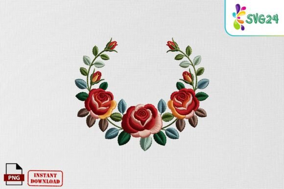 Floral Rose Wreath Embroidery PNG: A Seasonal Design Review