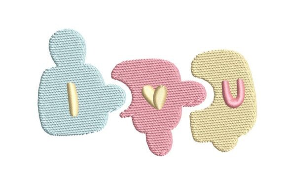 I Love You Pastel Puzzle Pieces Embroidery Design