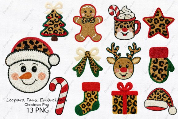 Leopard Faux Embroidery Christmas PNG Review