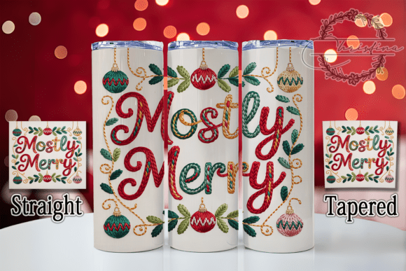 Messy Christmas Yarn Embroidery Tumbler
