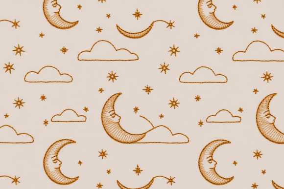 Moon and Stars Embroidery Pattern
