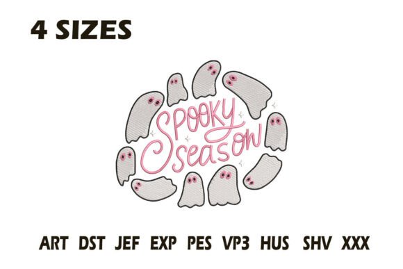 Pink Spooky Season Ghost Embroidery