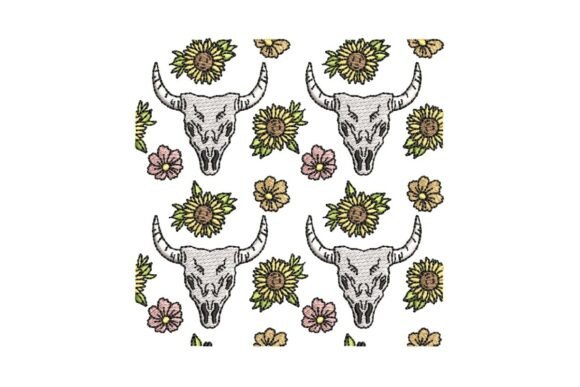Western Skull and Flowers Repeating Pattern Review