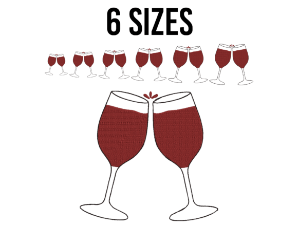 Wine Glasses Embroidery Design for Boutique Apparel